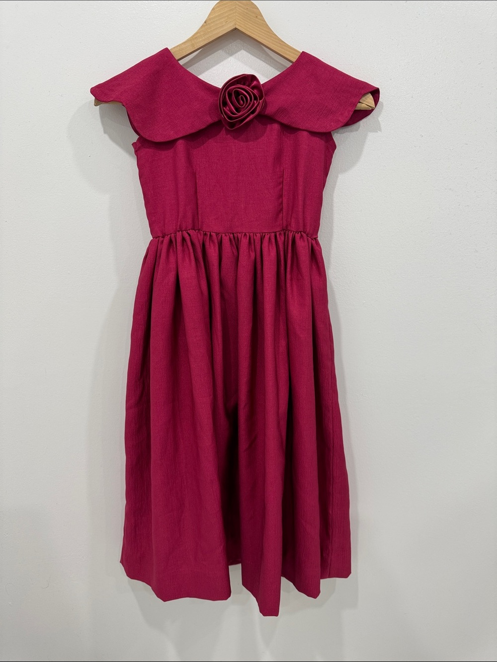 Unbranded Rosette Party Dress Girls Magenta Pink Good Vintage Style Bow